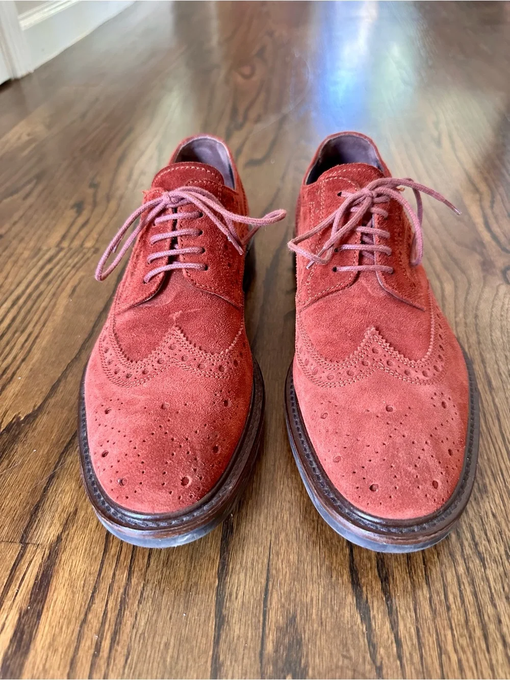 Donald J. Pliner Men’s Red-Brown Suede Brogue Oxfords Habick 23 size 8.5